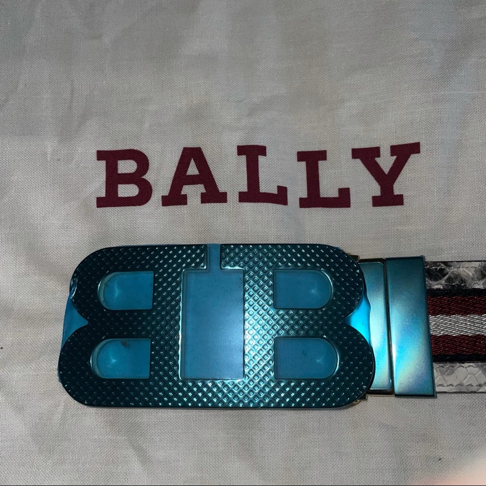 Nwt Bally Mirror B Snake Embossed Reversible Belt - image 3